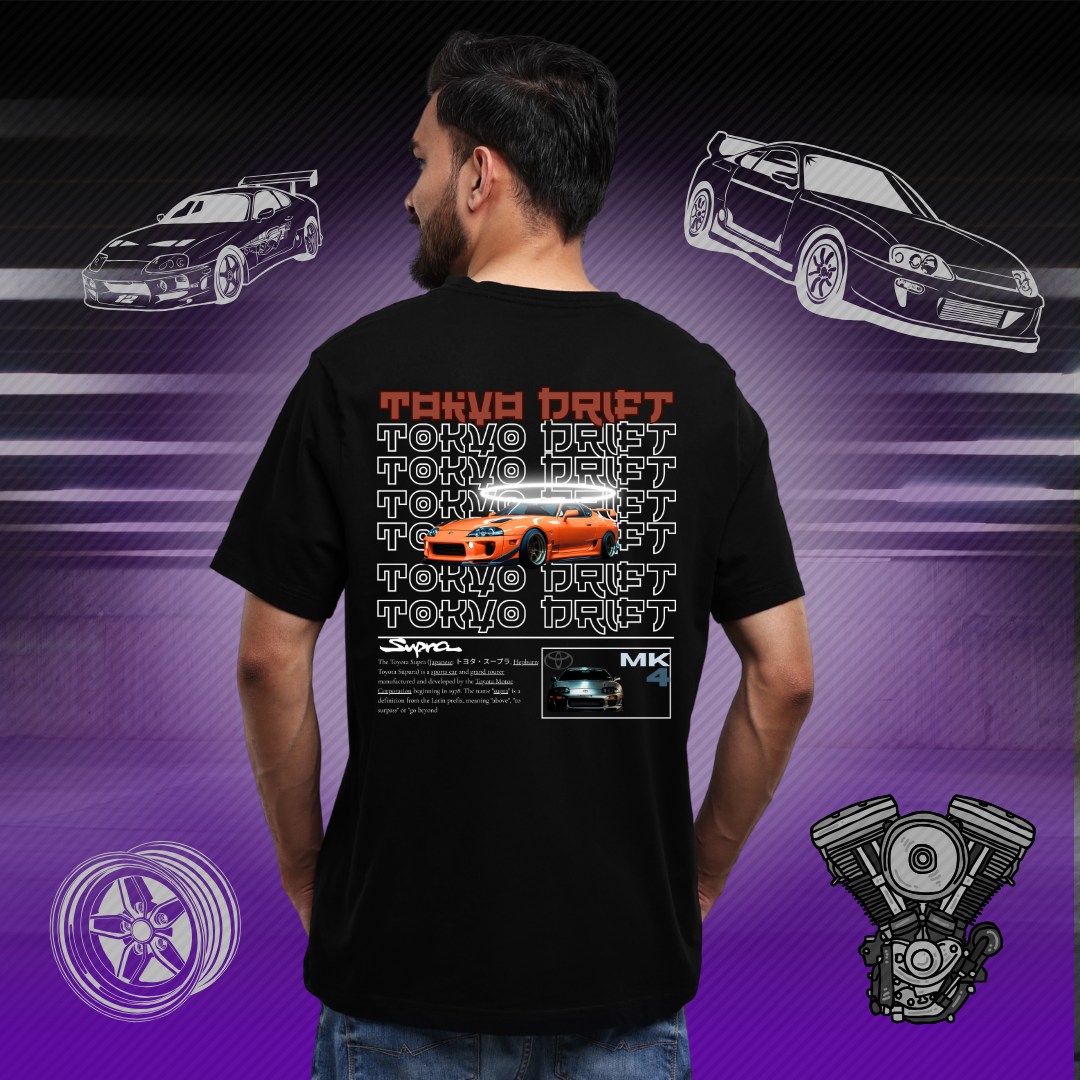 Tokyo Drift Supra MK4 T-Shirt – Iconic Drift Car Design